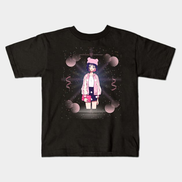 Funny anime girl Kids T-Shirt by Funtomass